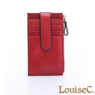 【LouiseC.】植鞣牛皮 多層釦式 卡片夾/零錢包-典雅紅(WI1102-01)