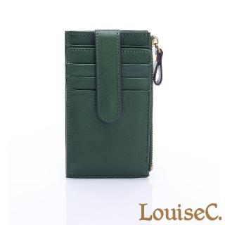 【LouiseC.】植鞣牛皮 多層釦式 卡片夾/零錢包-森林綠(WI1102-08)