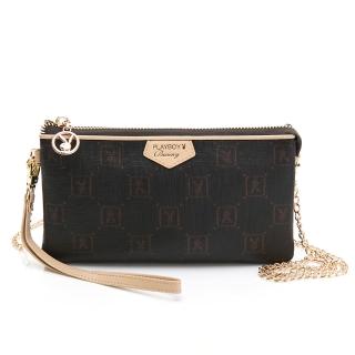 【PLAYBOY】萬用包附鍊帶/手挽帶 N-Natty蛻變系列(咖色)