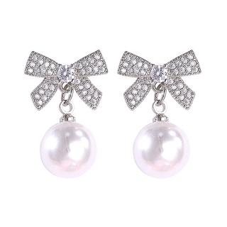 【HaNA 梨花】韓國925銀蝴蝶結珍珠心之所向耳環