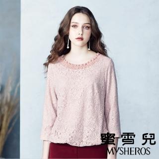 【mysheros 蜜雪兒】亮片玫瑰造型領上衣(粉)