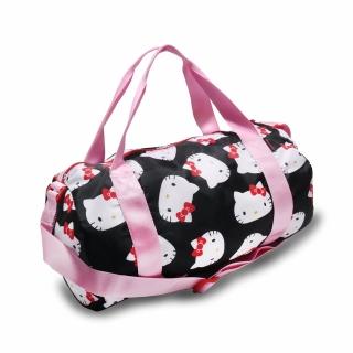【CONVERSE】手提袋 Hello Kitty Duffel Bag 凱蒂貓 滿版大臉 外出 旅遊 肩背帶 黑 粉(10008214A01)