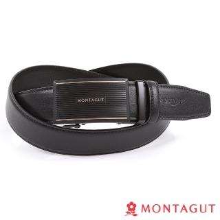 【MONTAGUT 夢特嬌】設計師款金線粗橫紋358(真皮自動扣皮帶)