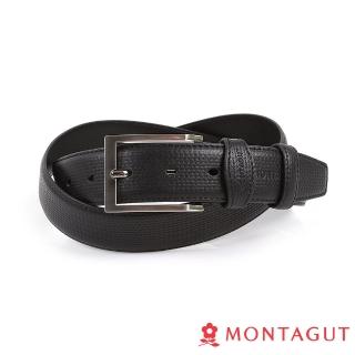 【MONTAGUT 夢特嬌】方正框梯(精選頭層牛皮針扣休閒皮帶)