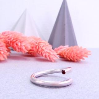 【ART64】微光 深紅石榴石 男款戒指 純銀戒指(單只)