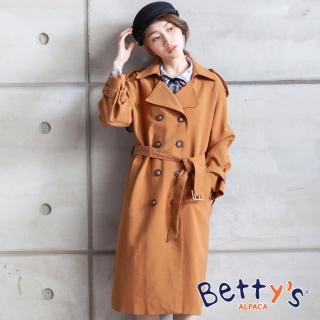 【betty’s 貝蒂思】翻領雙排釦造型長版大衣(駝色)
