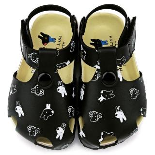 【童鞋城堡】麗莎與卡斯伯xKitty 中童 可愛童趣護趾涼鞋(GK4008-黑)