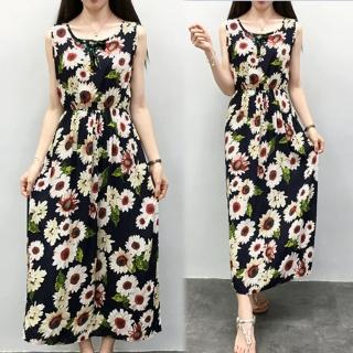 【K.W.】甜美小花拼接休閒長洋裝2XL(共1色)