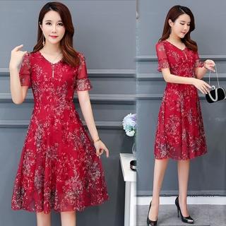 【K.W.】貴族氣質好衣真絲質感洋裝4XL-5XL(共2色)