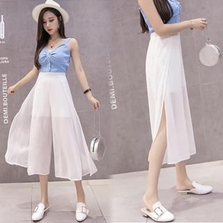 【KEITH-WILL】森林系仙氣飄逸寬褲L(共1色)