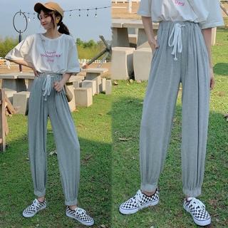 【K.W.】韓版高腰抽繩百搭長褲F(共1色)