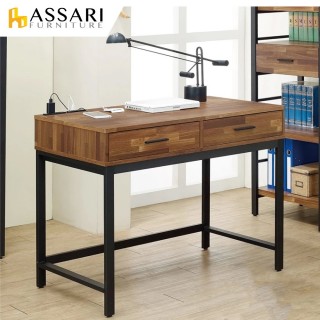 【ASSARI】麥倫3尺附抽屜插座書桌/電腦桌(寬90x深60x高78cm)
