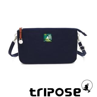 【tripose】漫遊系列岩紋x微皺尼龍斜背皮夾包(深藍)