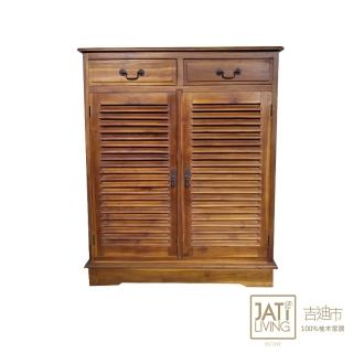【吉迪市柚木家具】實木雙門百葉式鞋櫃