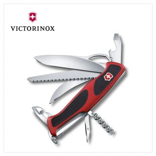【VICTORINOX 瑞士維氏】Ranger Grip 57 Hunter13用瑞士刀/黑紅(0.9583.MC)