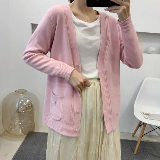 【BBHONEY】韓版小香風厚磅針織外套(馬卡龍色系)