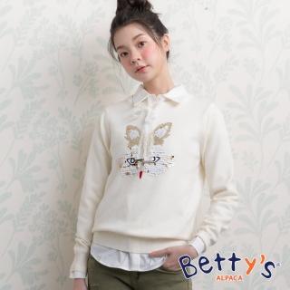 【betty’s 貝蒂思】圓領亮片動物毛衣(白色)