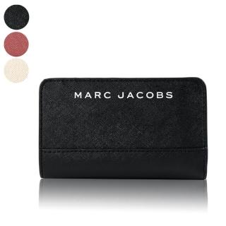 【MARC JACOBS 馬克賈伯】黑/白色LOGO防刮皮革釦式中夾(多色任選)
