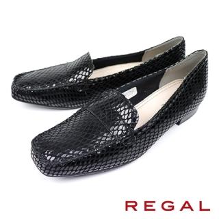 【REGAL】時尚閃耀鱗紋莫卡辛女鞋(曜石黑 F22J-BL)
