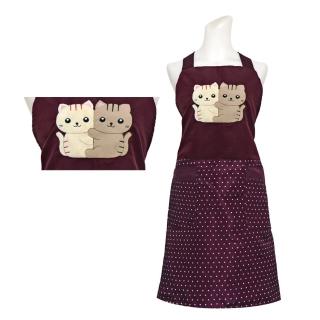抱抱貓兩口袋貼布圍裙WH502(紅色)