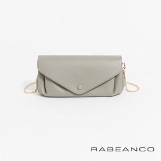【RABEANCO】質感平滑牛皮手拿/斜背鏈帶皮夾包(灰)