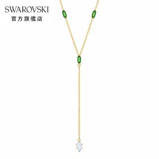 【SWAROVSKI 施華洛世奇】Oz 淡金色清新夏日流利線條Y形項鏈
