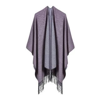 【米蘭精品】披肩仿羊絨斗蓬(素面純色流蘇雙面女圍巾情人節生日禮物6色73we43)