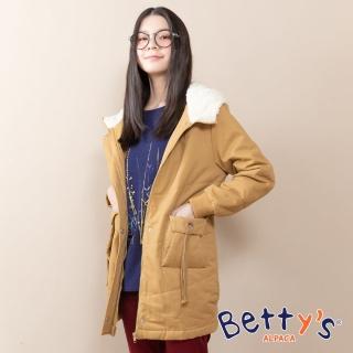 【betty’s 貝蒂思】連帽可愛口袋鋪棉大衣(駝色)