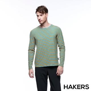 【HAKERS 哈克士】男 條紋天絲發熱衣(威尼斯藍/金黃色)