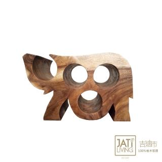 【吉迪市柚木家具】實木大象造型酒瓶架