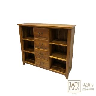 【吉迪市柚木家具】柚木多格三抽收納櫃/腰櫃
