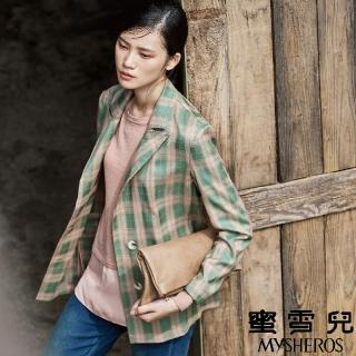 【mysheros 蜜雪兒】VITA 復古英倫格紋西裝外套(綠)