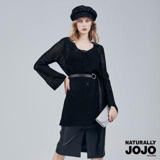 【NATURALLY JOJO】挑洞喇叭袖針織衣(黑)