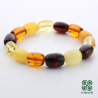 【昕頤珠寶】天然橄欖石造型琥珀手珠-約17.4克-僅此1個
