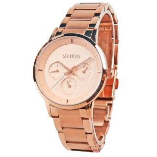 【MANGO】都會雅痞時尚腕錶(玫瑰金/36mm)