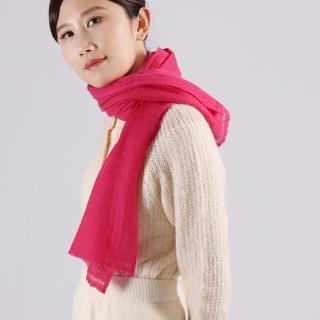 【BANNIES喀什米爾圍巾】窄版素面圍巾-桃紅(男女皆適用 親膚 不刺癢)