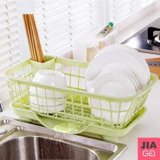 【JIAGO】大容量碗盤收納瀝水架-附筷桶