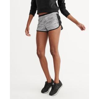 【Abercrombie & Fitch】麋鹿 AF A&F 經典標誌運動休閒短棉褲-女-灰色(經典大Logo必備款)