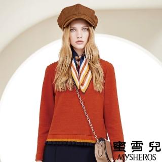【mysheros 蜜雪兒】撞色衣襬造型素色上衣(橘紅)