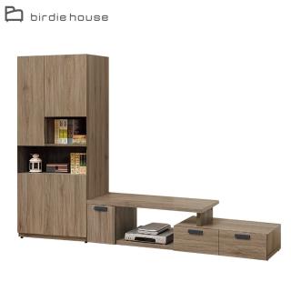 【柏蒂家居】特倫工業風6.5尺L型電視櫃組合(展示櫃+伸縮長櫃)