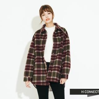 【H:CONNECT】韓國品牌 女裝 -內刷毛格紋夾克外套(紅色)