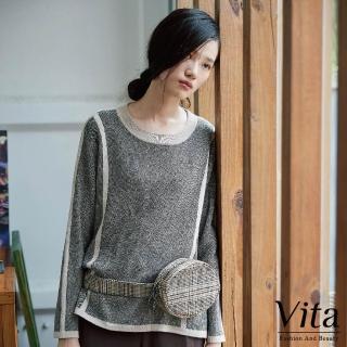 【mysheros 蜜雪兒】VITA 復古羊毛雙色邊針織衣(灰)