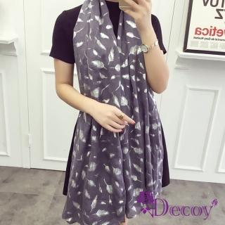 【Decoy】炫銀羽翼＊加長棉柔透膚圍巾/深灰