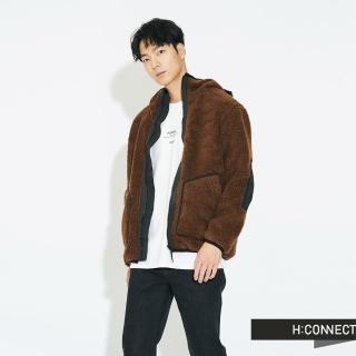 【H:CONNECT】韓國品牌 男裝 -造型補丁毛呢連帽外套(棕色)