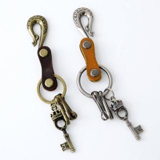 【玖飾時尚】鑰匙圈 皮革勾勾+皇冠鑰匙造型(鑰匙圈)