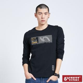 【5th STREET】男電路版圖騰長袖T恤-黑色