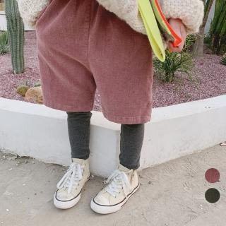 【橘魔法】復古燈芯絨假兩件式內搭褲配五分褲(復古燈芯絨 假兩件式 內搭褲配五分褲 長褲 褲子 童裝)