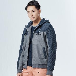 【PLAYBOY】撞色拼接衍縫休閒連帽外套(深灰色)