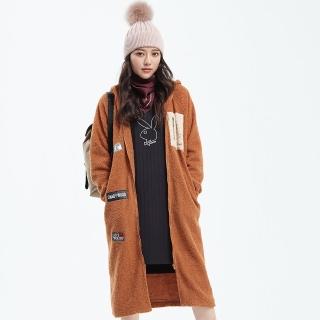 【PLAYBOY】絨毛長版外套(咖色)
