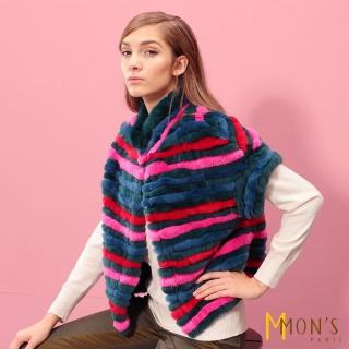 【MON’S】繽紛色彩獺兔毛外套(100%獺兔毛)